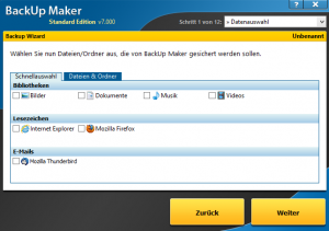 Die Bedienoberfläche des BackUp Maker.
