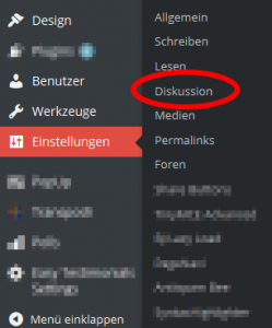 Gehe auf Einstellungen -> Diskussion.