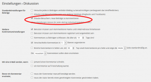Änderungen für die Kommentarfunktion vornehmen.