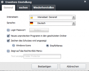 Die wichtigsten Einstellungen des Programms.