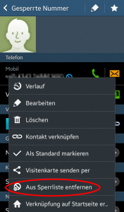 Aus der Sperrliste wieder entfernen.
